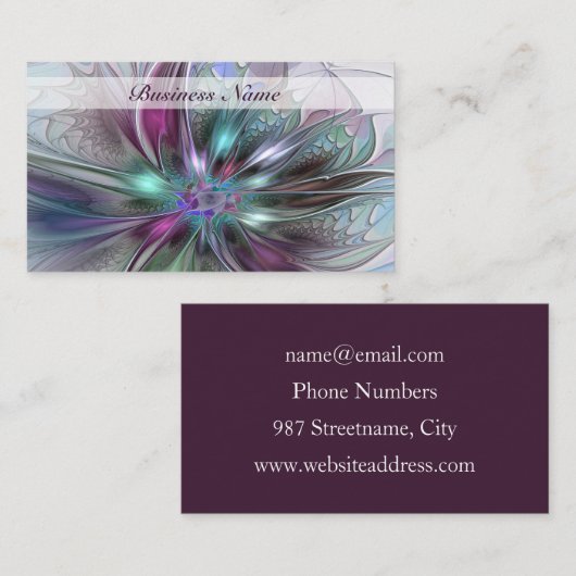 Kleurrijke Fantasy Abstract Modern Fractal Flower Visitekaartje (Voorkant / Achterkant)
