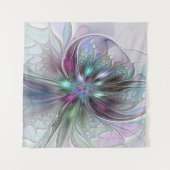 Kleurrijke Fantasy Abstract Modern Fractal Flower Wandkleed (Voorkant)