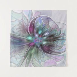 Kleurrijke Fantasy Abstract Modern Fractal Flower Wandkleed