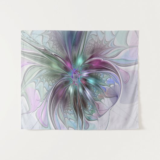 Kleurrijke Fantasy Abstract Modern Fractal Flower Wandkleed (Voorkant (horizontaal))