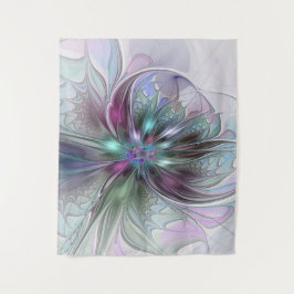 Kleurrijke Fantasy Abstract Modern Fractal Flower Wandkleed