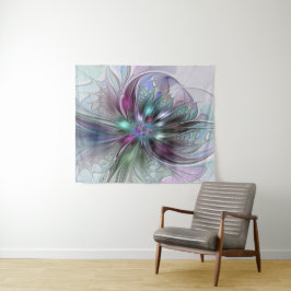 Kleurrijke Fantasy Abstract Modern Fractal Flower Wandkleed