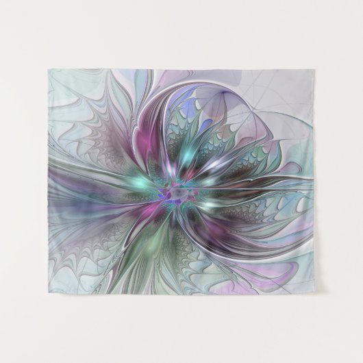 Kleurrijke Fantasy Abstract Modern Fractal Flower Wandkleed (Voorkant (horizontaal))