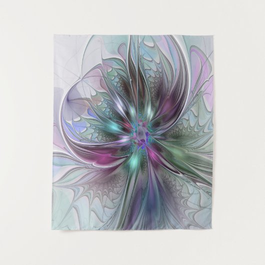Kleurrijke Fantasy Abstract Modern Fractal Flower Wandkleed (Voorkant)