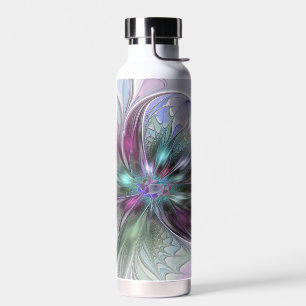 Kleurrijke Fantasy Abstract Modern Fractal Flower Waterfles