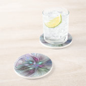 Kleurrijke Fantasy Abstract Modern Fractal Flower Zandsteen Onderzetter (Zijkant)