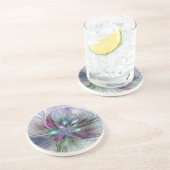 Kleurrijke Fantasy Abstract Modern Fractal Flower Zandsteen Onderzetter (Zijkant)