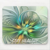 Kleurrijke Fantasy Abstracte Bloem Fractal Art Tek Muismat (Voorkant)