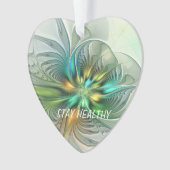 Kleurrijke Fantasy Abstracte Bloem Fractal Art Tek Ornament (voorkant)