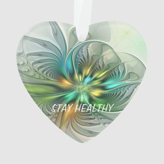 Kleurrijke Fantasy Abstracte Bloem Fractal Art Tek Ornament (achterkant)