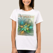Kleurrijke Fantasy Abstracte Bloem Fractal Art Tek T-shirt (Voorkant)