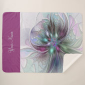 Kleurrijke Fantasy Abstracte Fractal Bloemnaam Sherpa Deken (Voorkant (horizontaal))