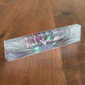 Kleurrijke Fantasy Abstracte Fractal Flower Eigen Naambordje (Zijkant)