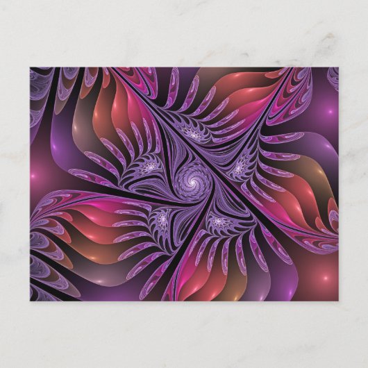 Kleurrijke Fantasy Abstracte Trippy Paarse Fractal Briefkaart (Voorkant)