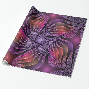 Kleurrijke Fantasy Abstracte Trippy Paarse Fractal Cadeaupapier