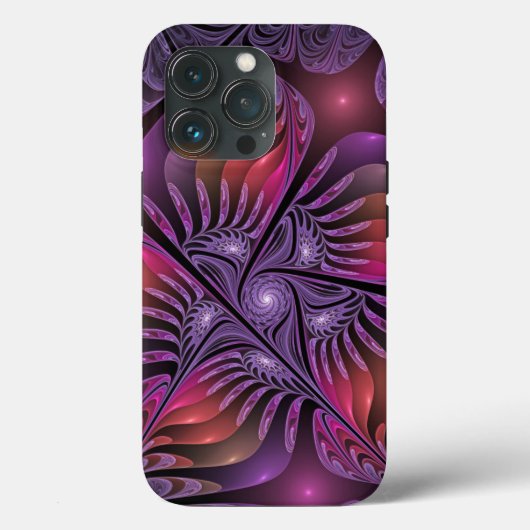 Kleurrijke Fantasy Abstracte Trippy Paarse Fractal Case-Mate iPhone Case (Achterkant)
