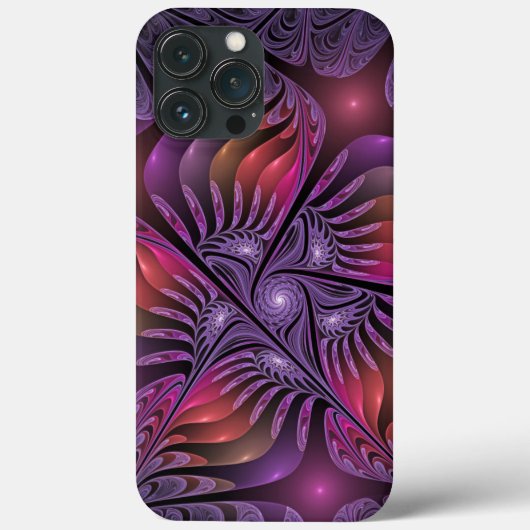 Kleurrijke Fantasy Abstracte Trippy Paarse Fractal Case-Mate iPhone Case (Achterkant)