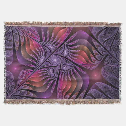Kleurrijke Fantasy Abstracte Trippy Paarse Fractal Deken (Voorkant)