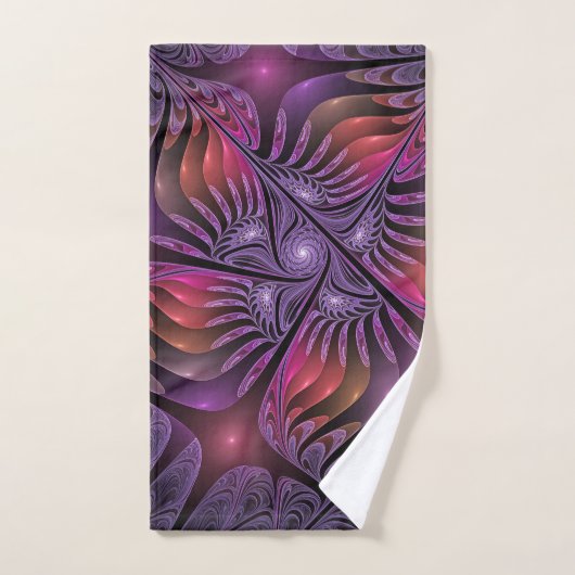 Kleurrijke Fantasy Abstracte Trippy Paarse Fractal Handdoek (Handdoek)