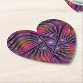 Kleurrijke Fantasy Abstracte Trippy Paarse Fractal Kartonnen Onderzetters (Gekanteld)