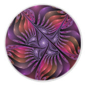 Kleurrijke Fantasy Abstracte Trippy Paarse Fractal Keramische Knop (Voorkant)