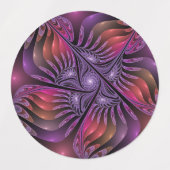 Kleurrijke Fantasy Abstracte Trippy Paarse Fractal Labels (Design 2)