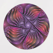 Kleurrijke Fantasy Abstracte Trippy Paarse Fractal Labels (Design 1)