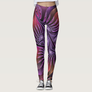 Kleurrijke Fantasy Abstracte Trippy Paarse Fractal Leggings