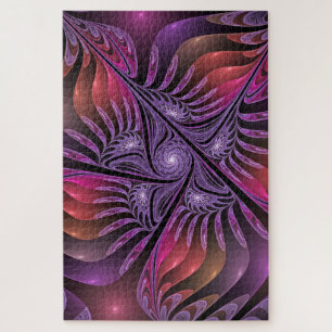 Kleurrijke Fantasy Abstracte Trippy Paarse Fractal Legpuzzel