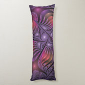 Kleurrijke Fantasy Abstracte Trippy Paarse Fractal Lichaamskussen (Achterkant (Verticaal))