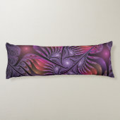 Kleurrijke Fantasy Abstracte Trippy Paarse Fractal Lichaamskussen (Achterkant)