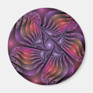 Kleurrijke Fantasy Abstracte Trippy Paarse Fractal Magneet