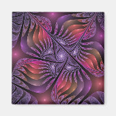 Kleurrijke Fantasy Abstracte Trippy Paarse Fractal Magneet (Voorkant)