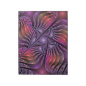 Kleurrijke Fantasy Abstracte Trippy Paarse Fractal Notitieblok (Linkerzijde)