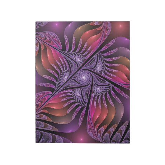 Kleurrijke Fantasy Abstracte Trippy Paarse Fractal Notitieblok (Linkerzijde)