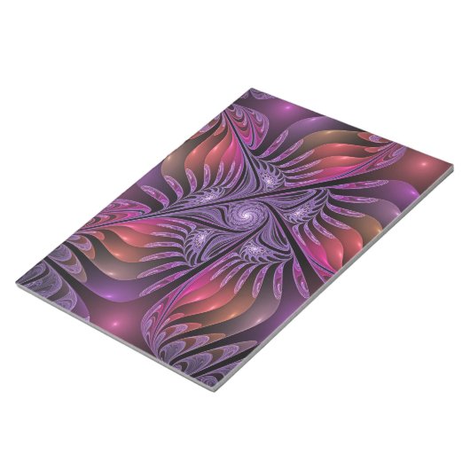 Kleurrijke Fantasy Abstracte Trippy Paarse Fractal Notitieblok (Schuin)