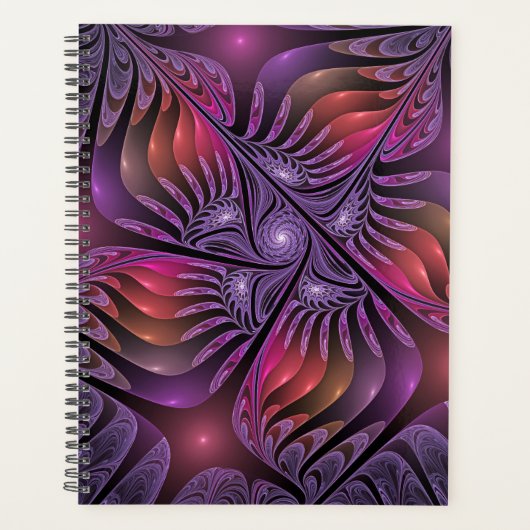 Kleurrijke Fantasy Abstracte Trippy Paarse Fractal Planner (Voorkant)