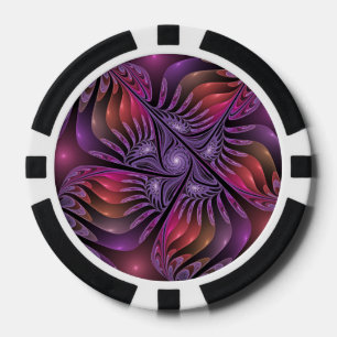 Kleurrijke Fantasy Abstracte Trippy Paarse Fractal Poker Chips