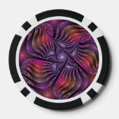 Kleurrijke Fantasy Abstracte Trippy Paarse Fractal Poker Chips (Achterkant)