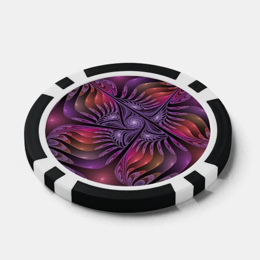 Kleurrijke Fantasy Abstracte Trippy Paarse Fractal Poker Chips (Enkel)