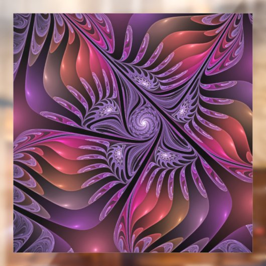 Kleurrijke Fantasy Abstracte Trippy Paarse Fractal Raamsticker (Vel 2)