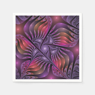 Kleurrijke Fantasy Abstracte Trippy Paarse Fractal Servet