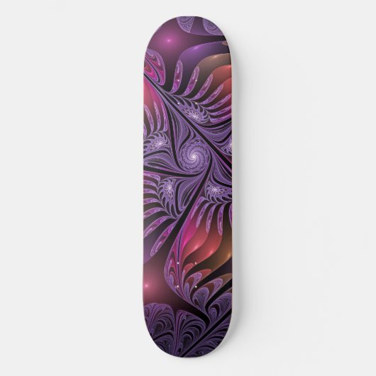 Kleurrijke Fantasy Abstracte Trippy Paarse Fractal Skateboard (Voorkant)