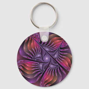 Kleurrijke Fantasy Abstracte Trippy Paarse Fractal Sleutelhanger