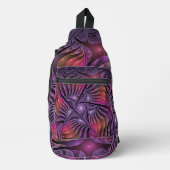 Kleurrijke Fantasy Abstracte Trippy Paarse Fractal Sling Bag (Voorkant)