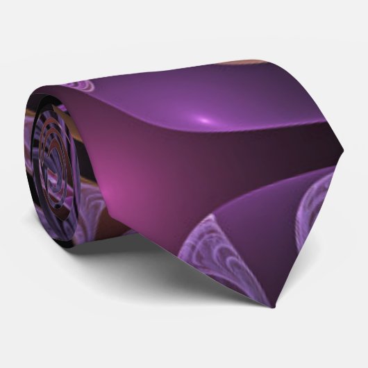 Kleurrijke Fantasy Abstracte Trippy Paarse Fractal Stropdas (Opgerold)