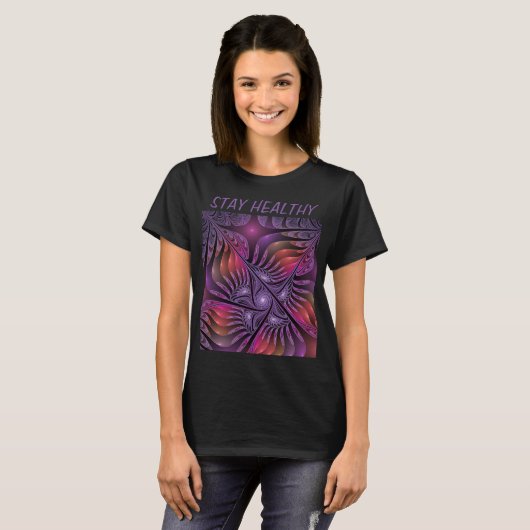 Kleurrijke Fantasy Abstracte Trippy Paarse Fractal T-shirt (Voorkant volledig)