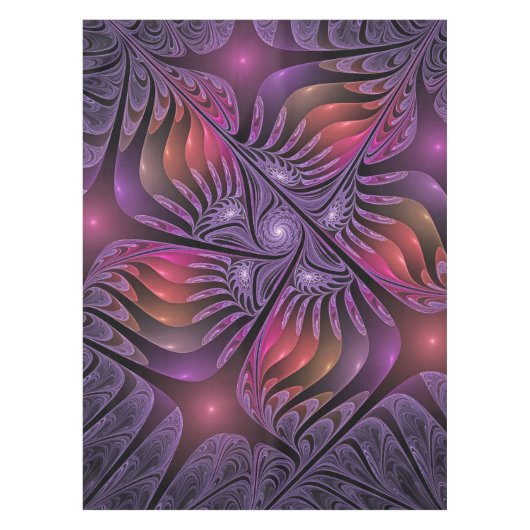 Kleurrijke Fantasy Abstracte Trippy Paarse Fractal Tafelkleed (Voorkant)