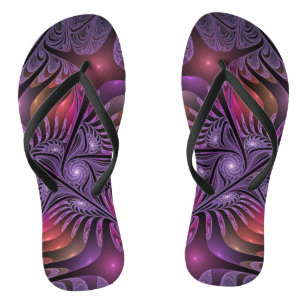 Kleurrijke Fantasy Abstracte Trippy Paarse Fractal Teenslippers