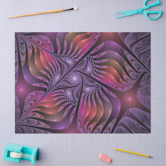 Kleurrijke Fantasy Abstracte Trippy Paarse Fractal Tissuepapier (Craft)